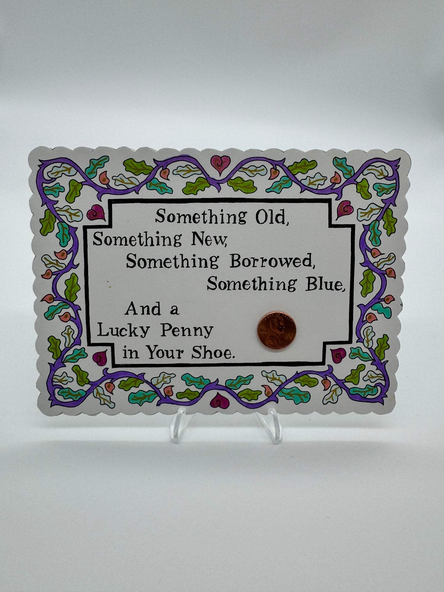 Hand Drawn & Painted Penny Card