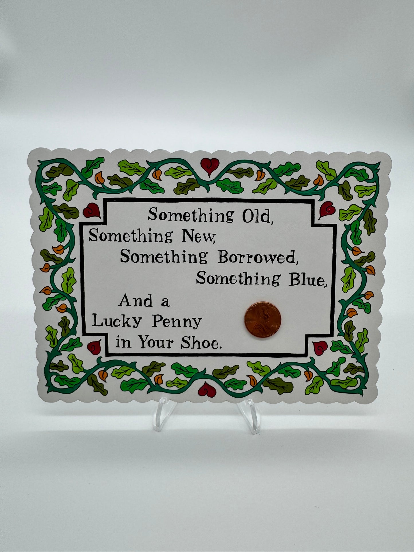 Hand Drawn & Painted Penny Card