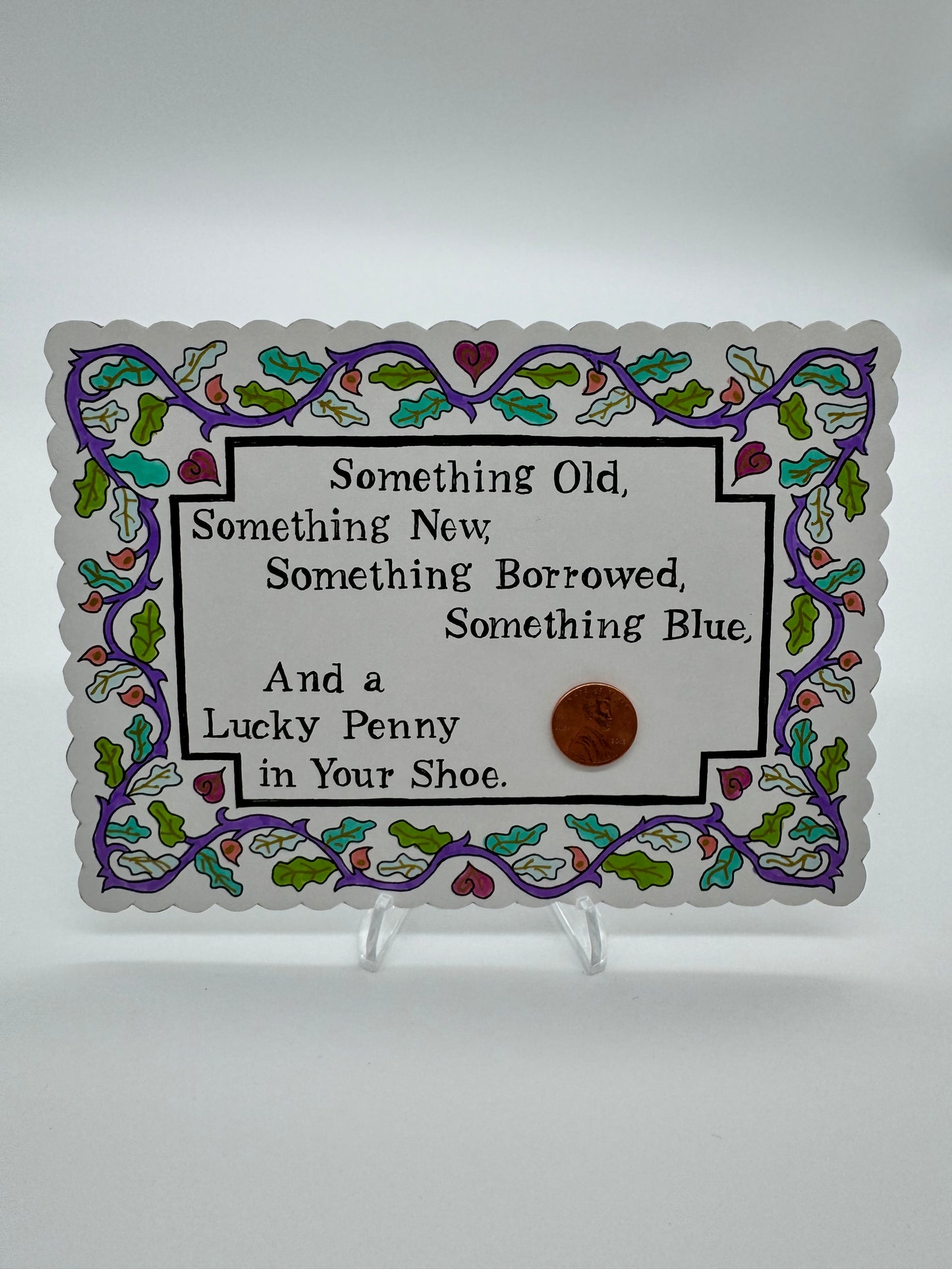 Hand Drawn & Painted Penny Card
