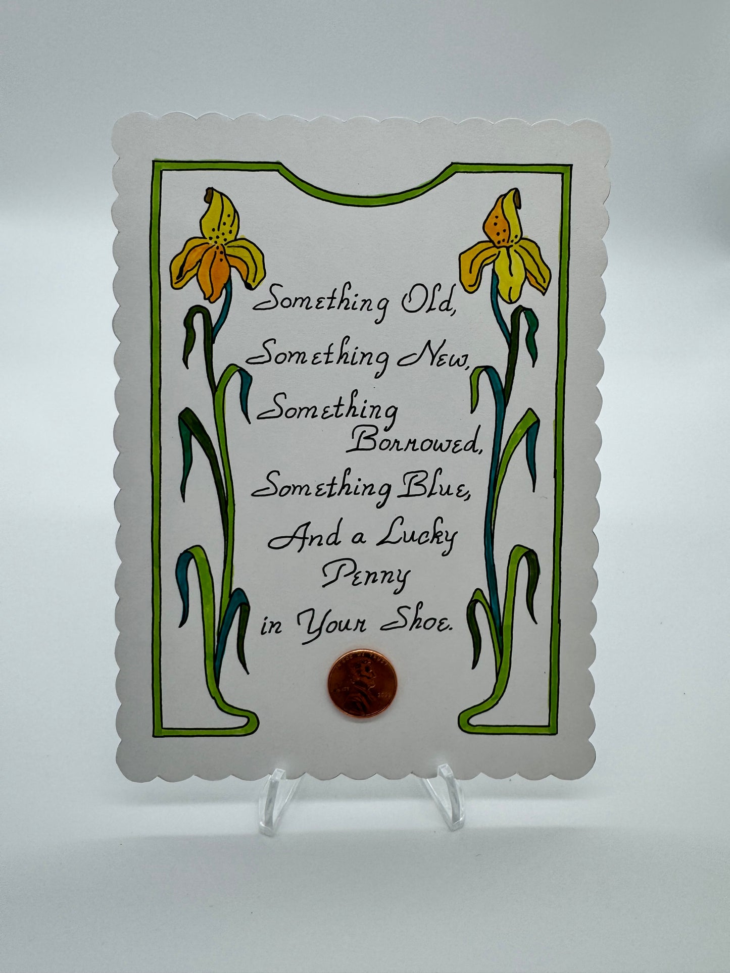 Hand Drawn & Painted Penny Card