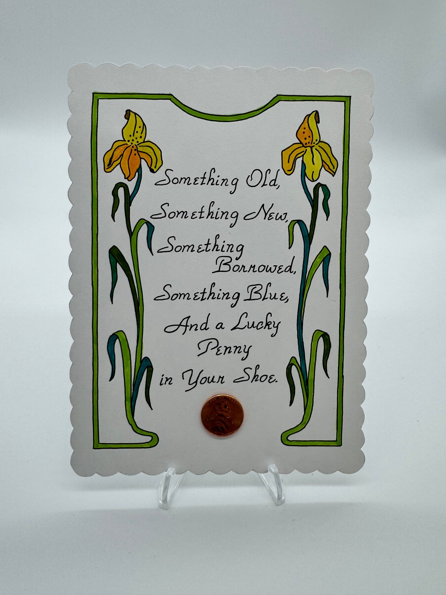 Hand Drawn & Painted Penny Card