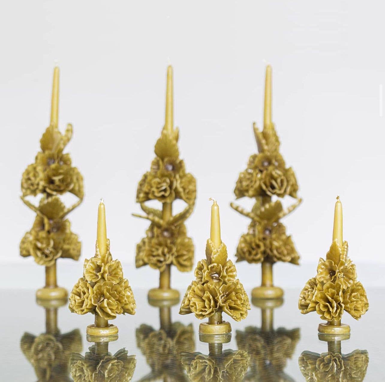 Handmade with Beeswax Floral Taper Candle Oaxaca art
