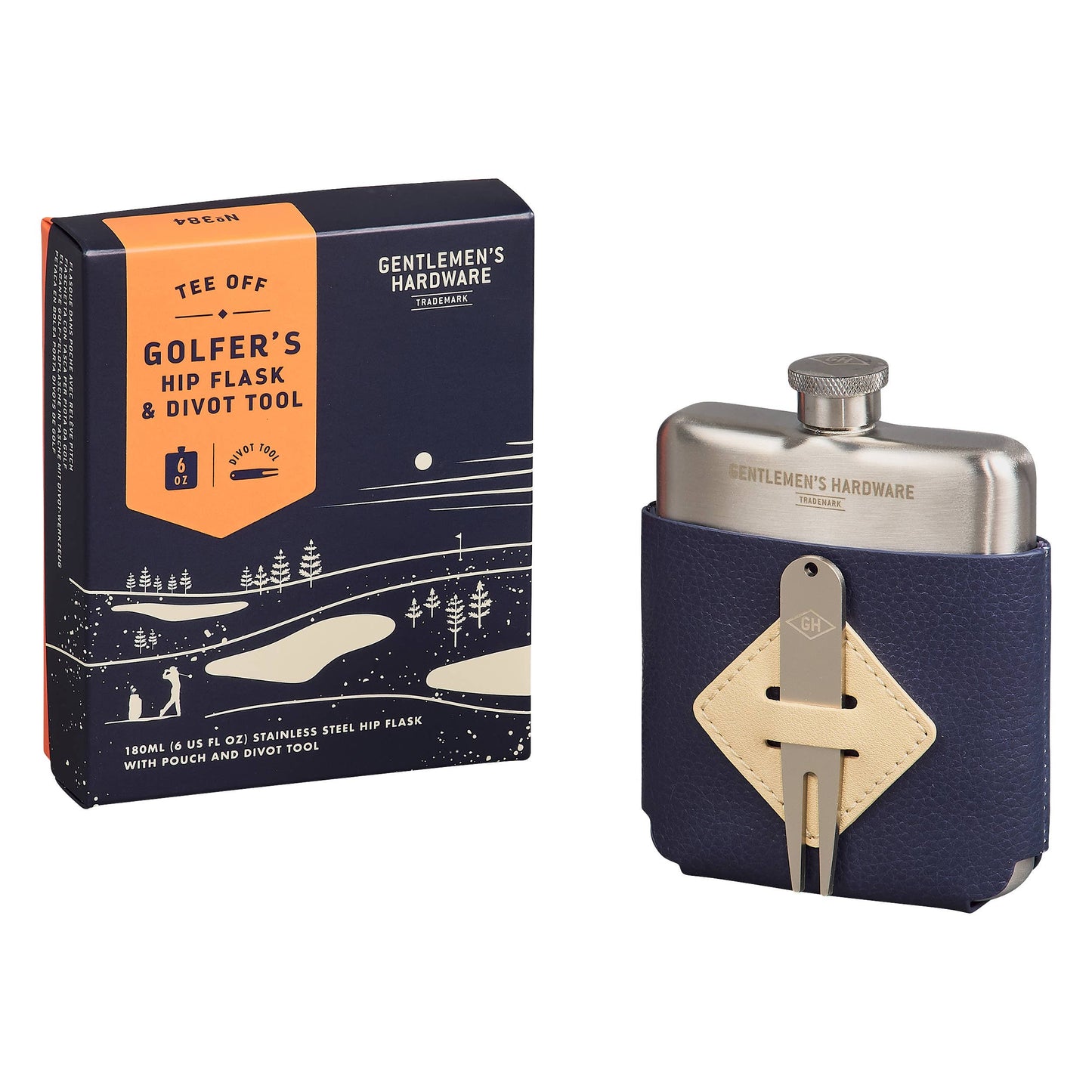 Golfer's Hip Flask & Divot Tool Set