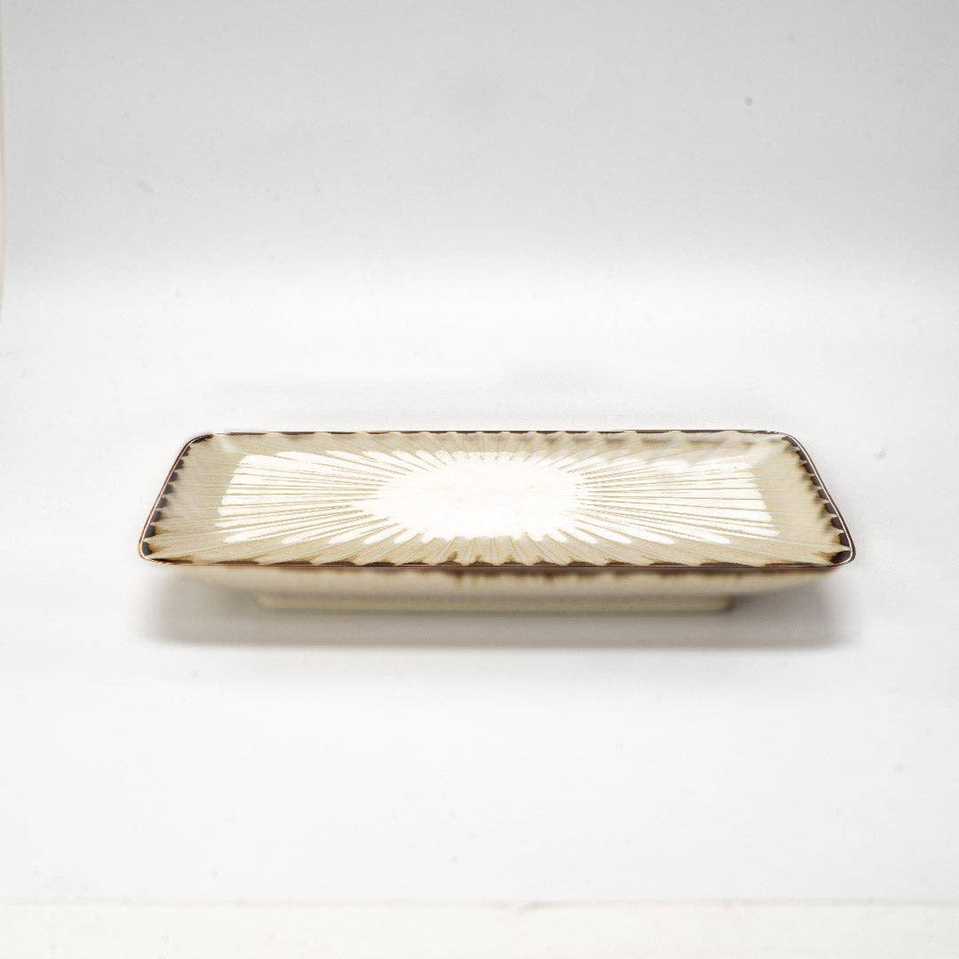 Hasui Tokusa White 8"L x 5.25"W Rectangular Plate JP (6/48)