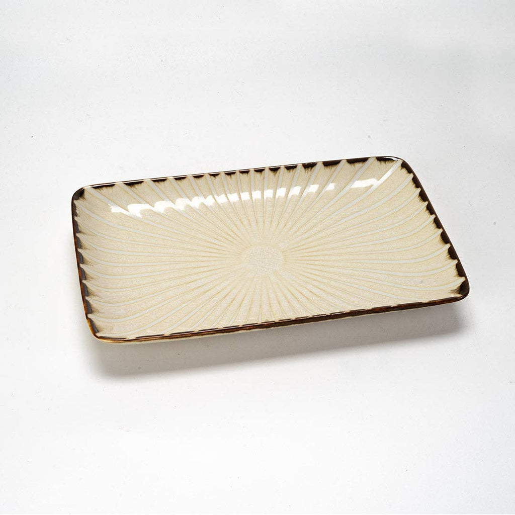 Hasui Tokusa White 8"L x 5.25"W Rectangular Plate JP (6/48)