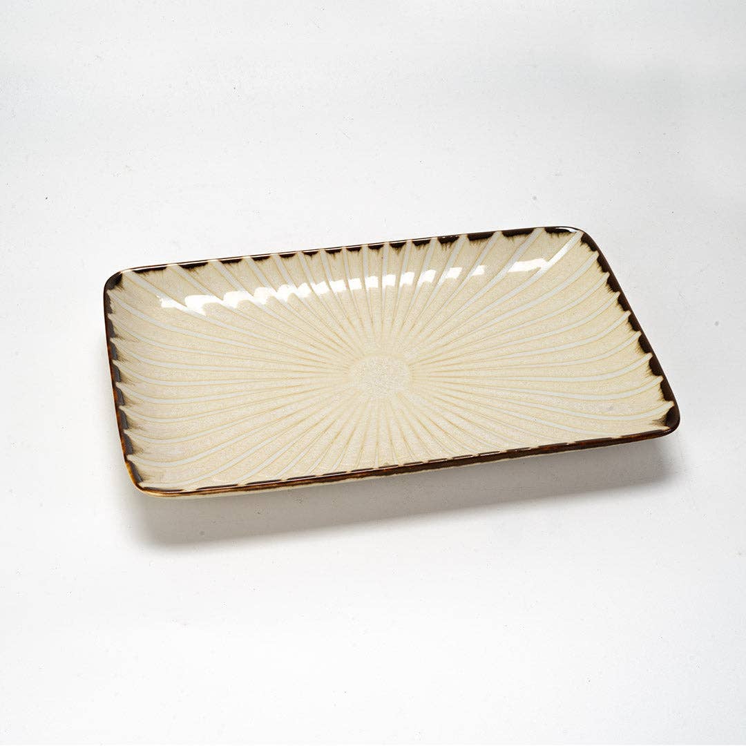 Hasui Tokusa White 8"L x 5.25"W Rectangular Plate JP (6/48)