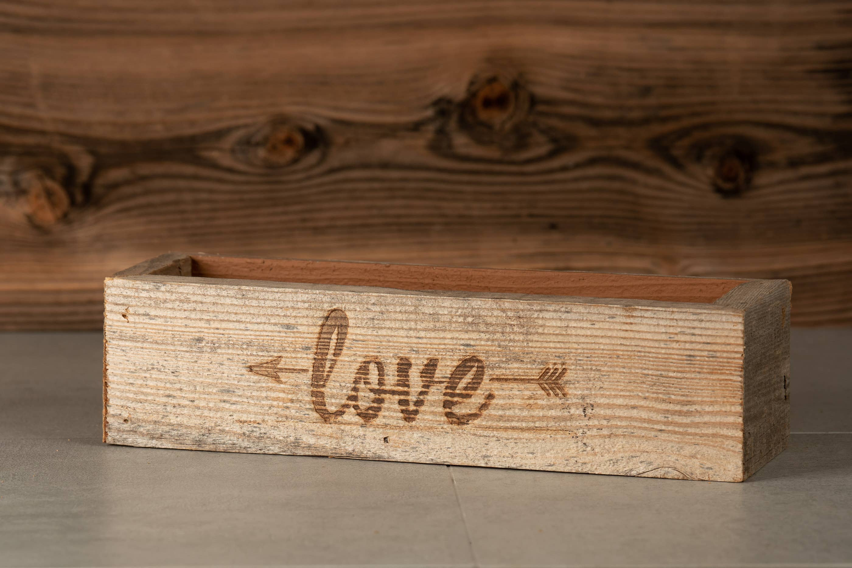 Reclaimed Wood Succulent Love and Arrow Planter