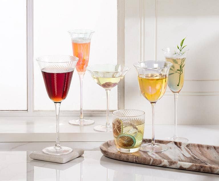 Rainbow Splash Wine Glass-9.5"H(11oz)