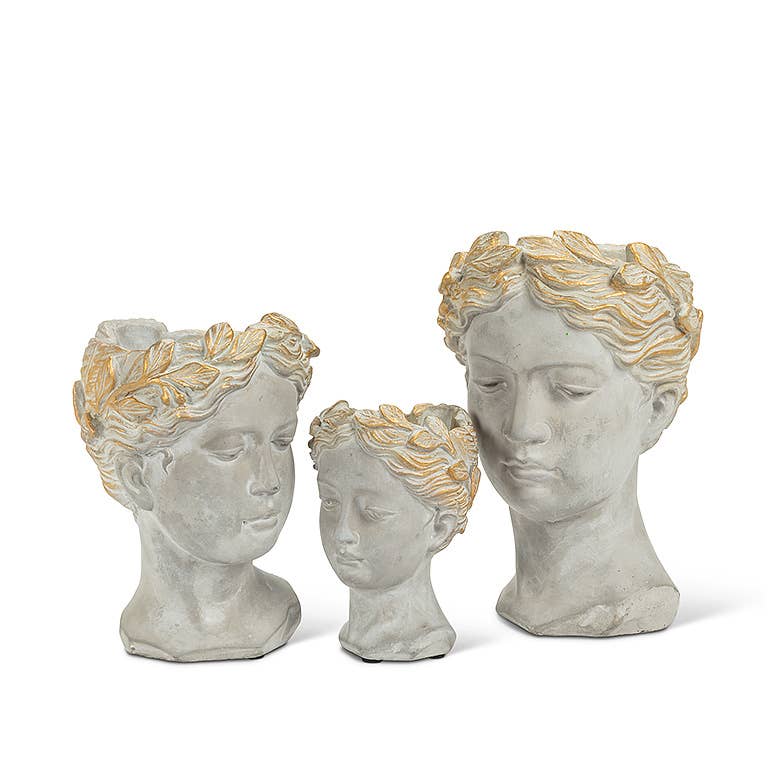 Gold Crown Woman Head Planter