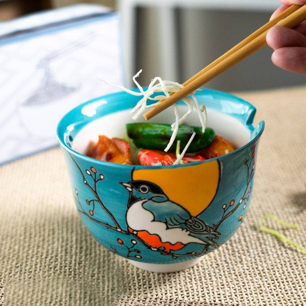 18oz 5"D Donburi Bowl With Chopsticks Set Robin (4/16)