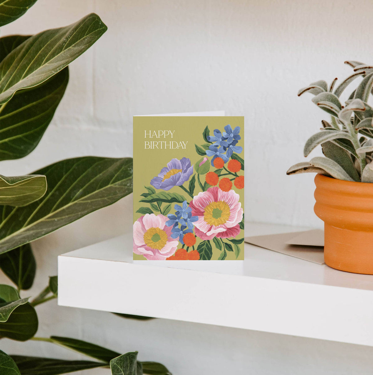 Vibrant Flora Happy Birthday Greeting Card