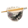 18oz 5"D Donburi Bowl With Chopsticks Set Dragonfly (4/16)