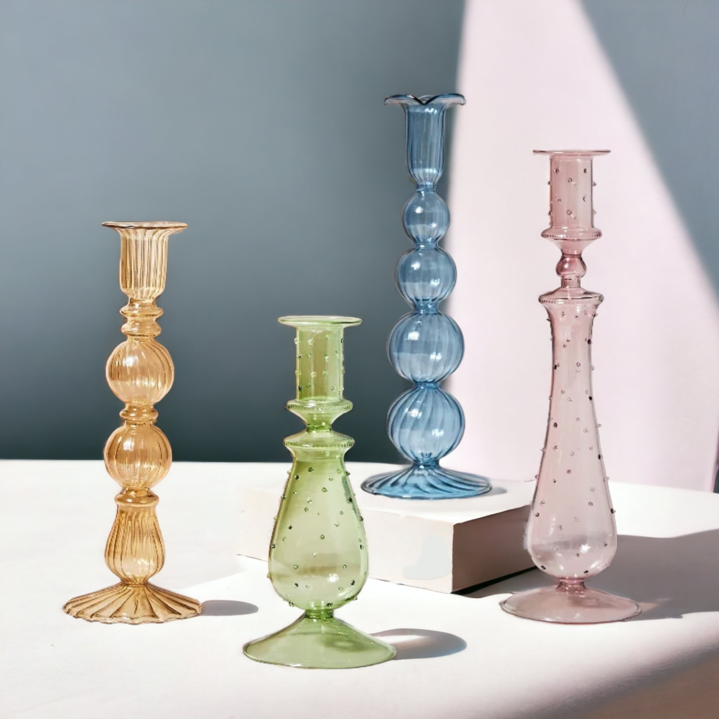 Artist Style Glass Candlestick Holder