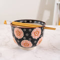 Sakura Cherry Design 18oz 5.25"D Bowl With Chopsticks Set