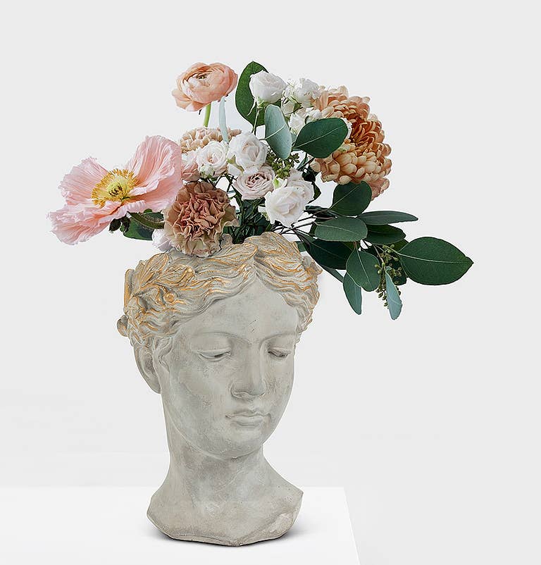 Gold Crown Woman Head Planter