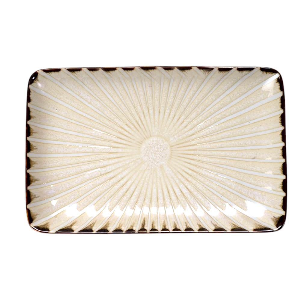 Hasui Tokusa White 8"L x 5.25"W Rectangular Plate JP (6/48)