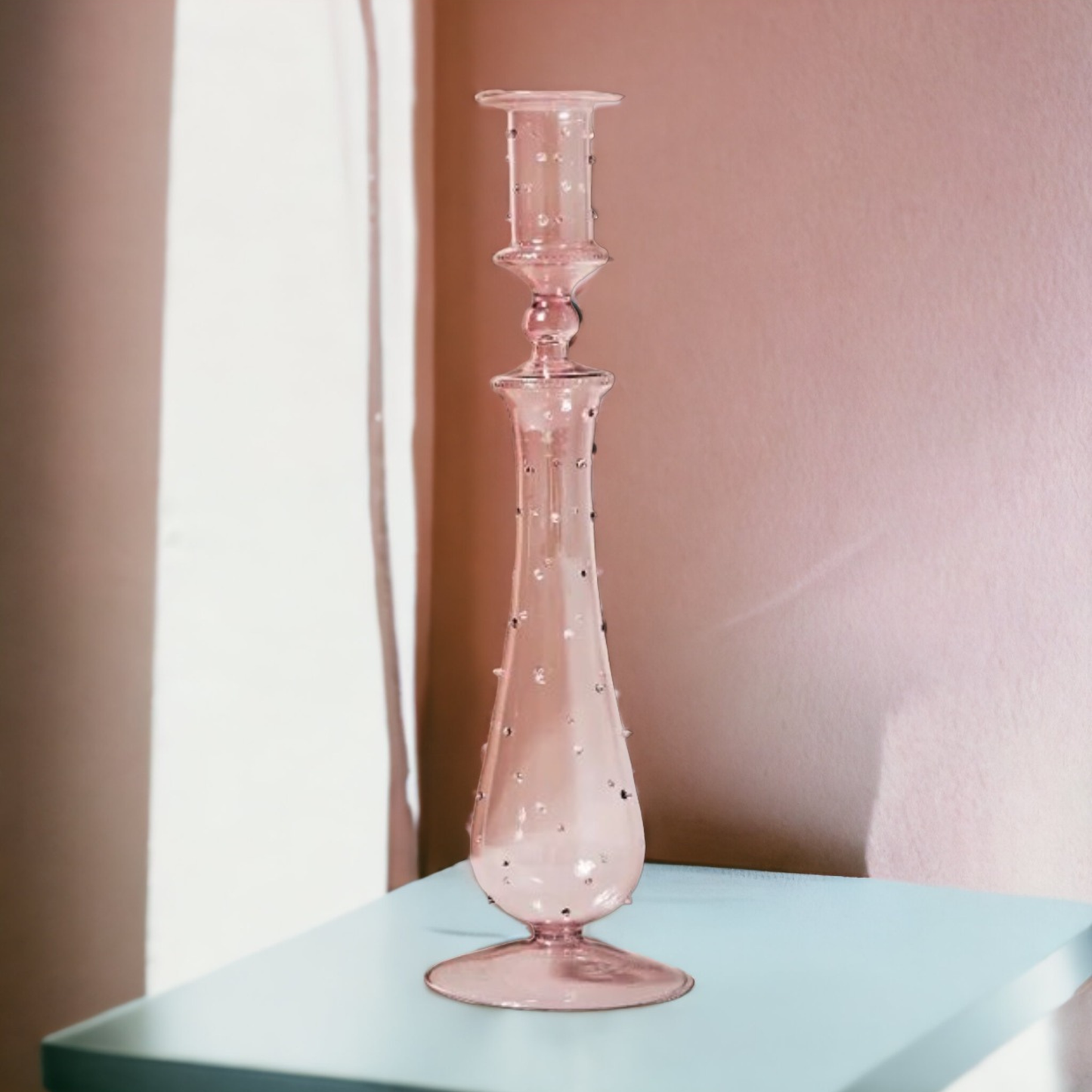 Artist Style Glass Candlestick Holder