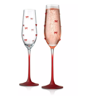 Red Bow Champagne Flute