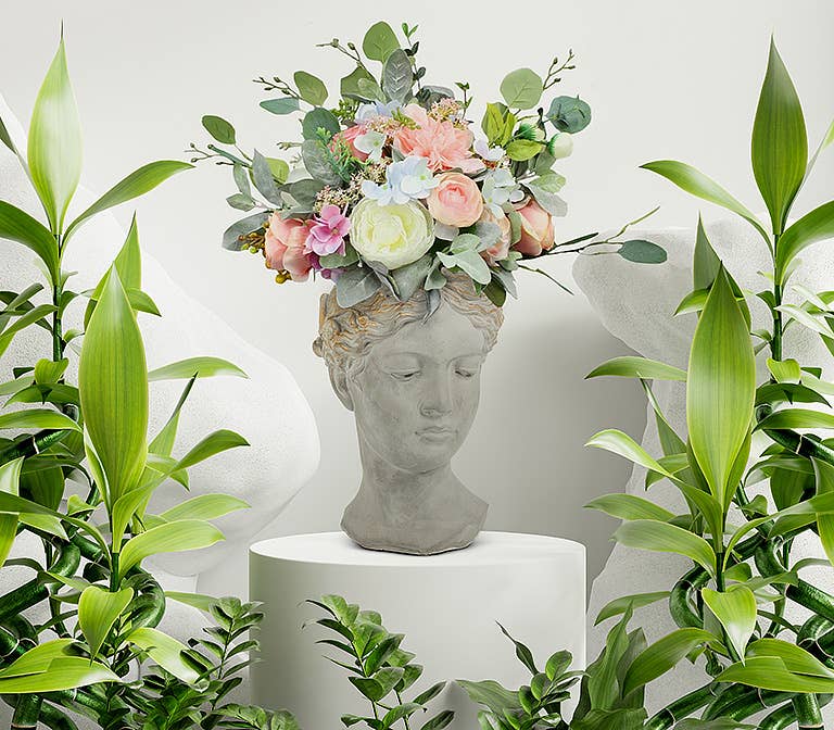 Gold Crown Woman Head Planter
