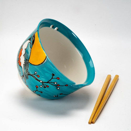 18oz 5"D Donburi Bowl With Chopsticks Set Robin (4/16)