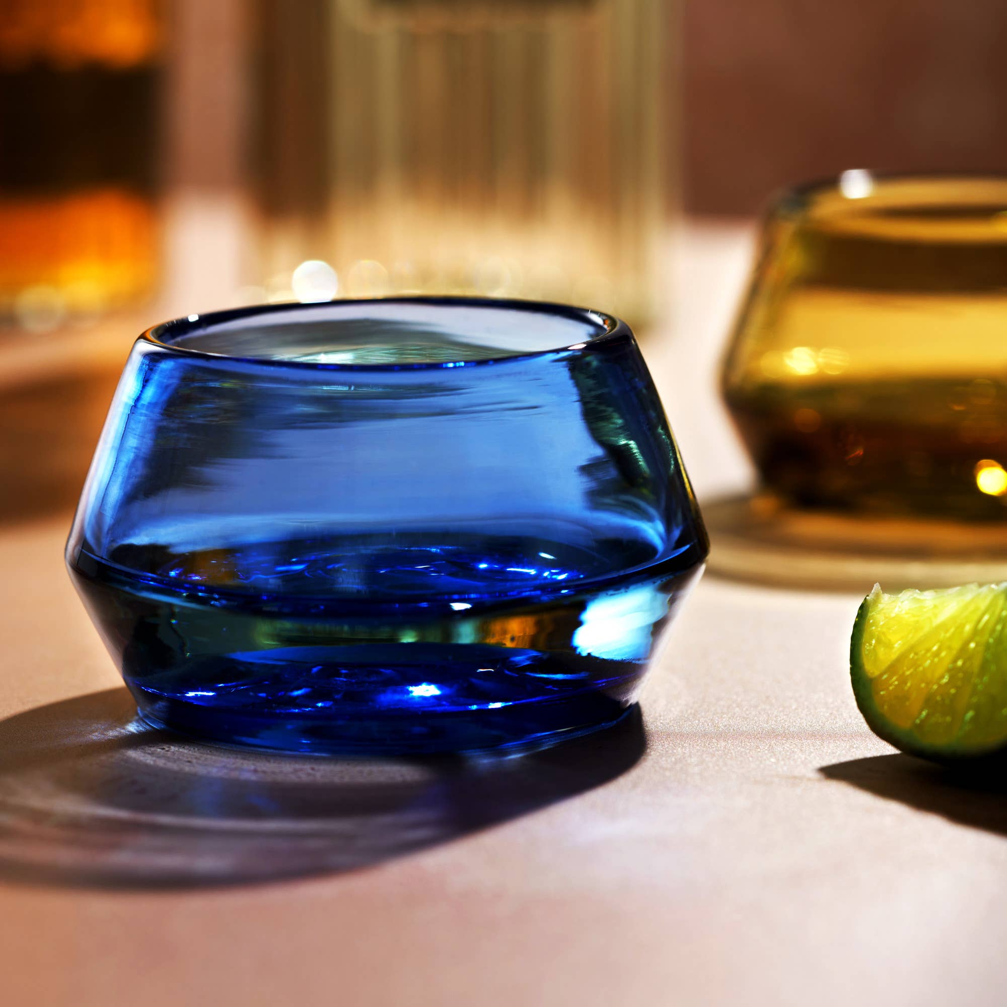 Cobalt Tequila Copita Handmade Recycled Glass