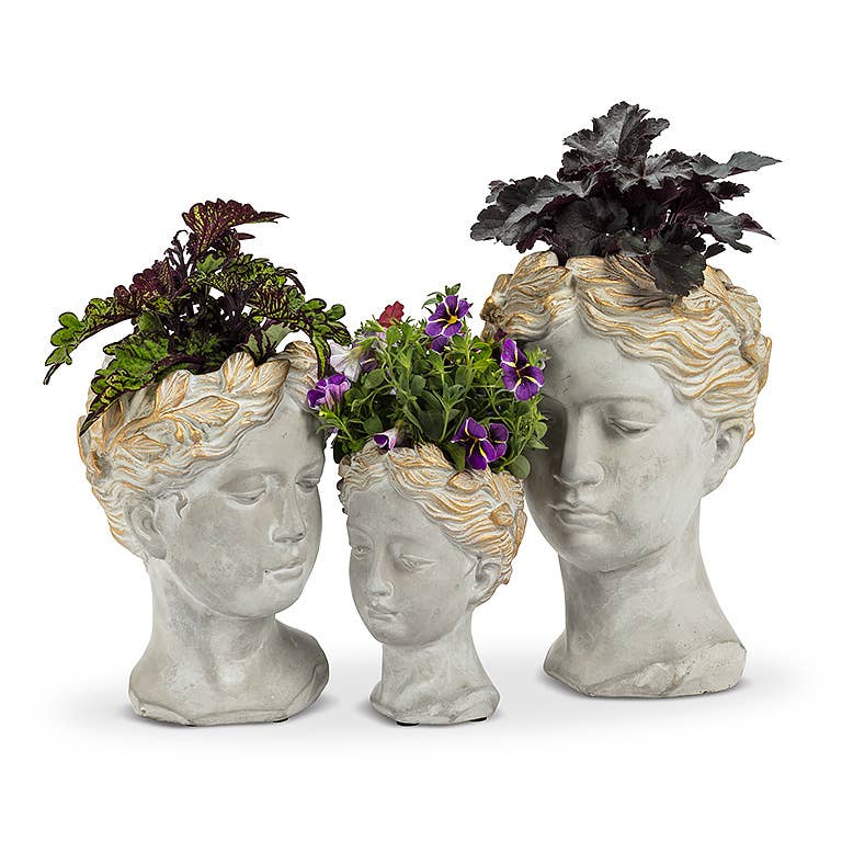 Gold Crown Woman Head Planter