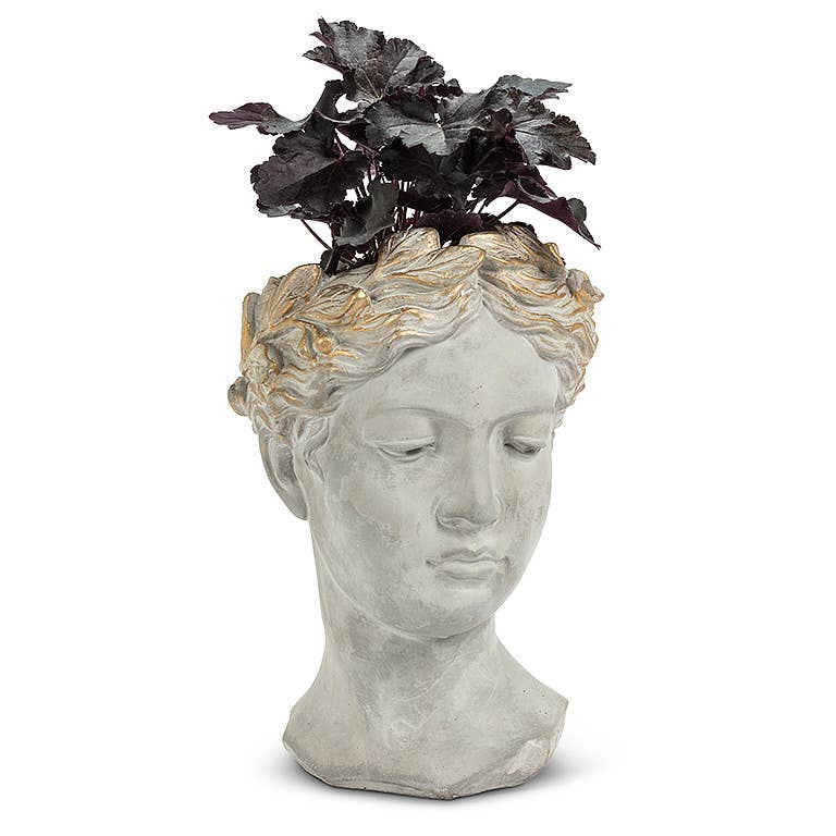 Gold Crown Woman Head Planter