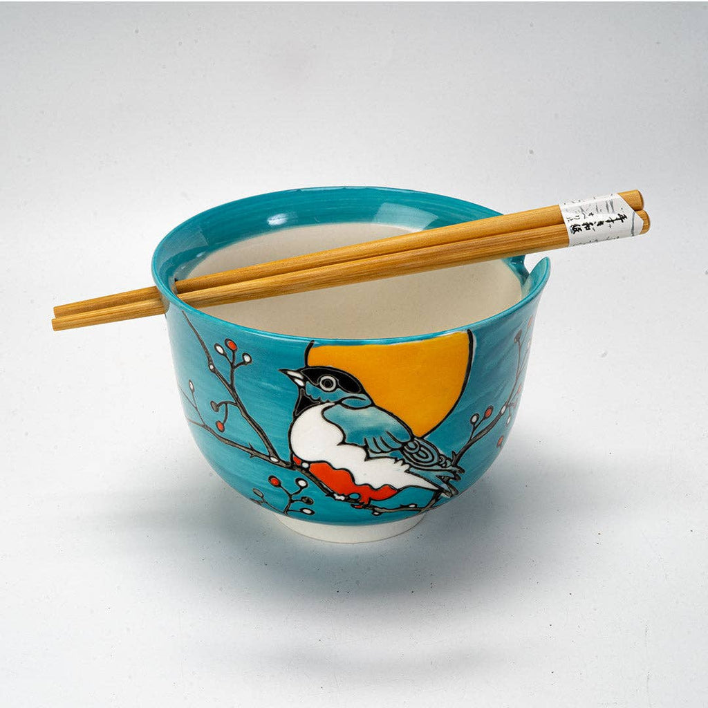 18oz 5"D Donburi Bowl With Chopsticks Set Robin (4/16)