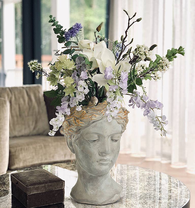 Gold Crown Woman Head Planter