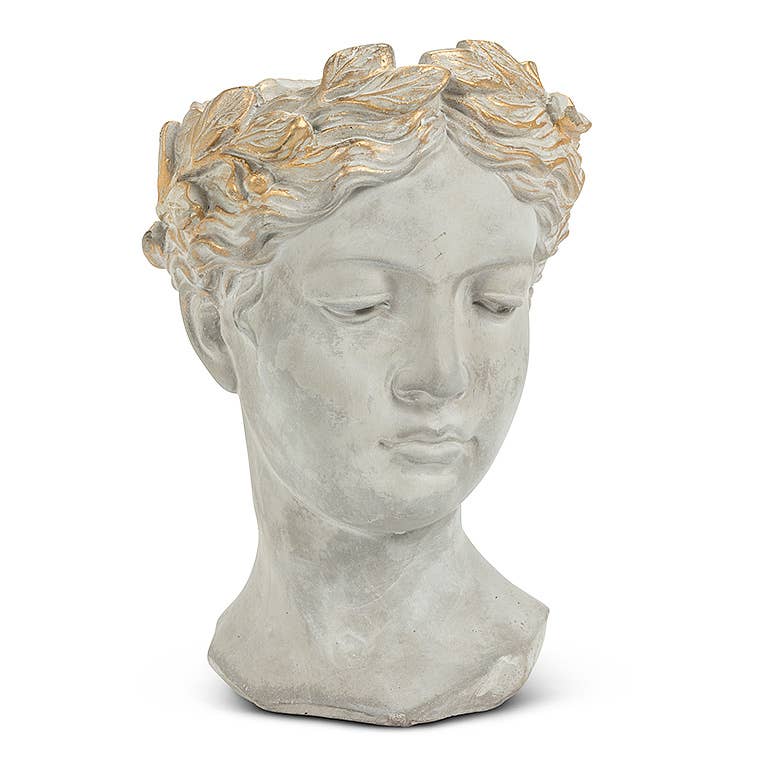 Gold Crown Woman Head Planter