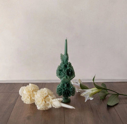Handmade with Beeswax Floral Taper Candle Oaxaca art
