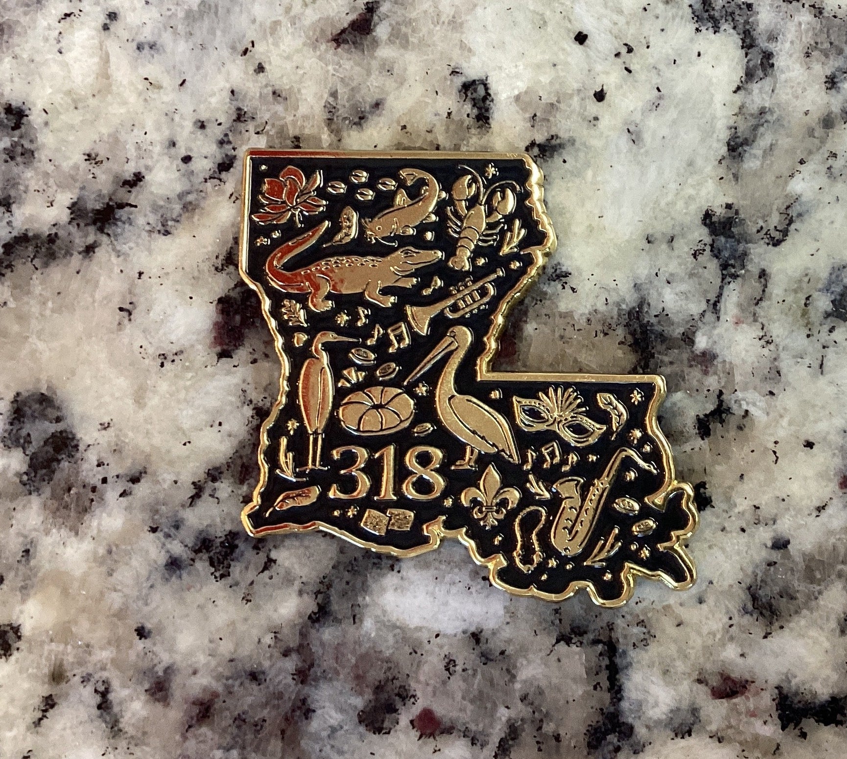 Black & Gold Louisiana Magnet