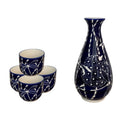 Tombo Dragonfly Porcelain Glazed 10 oz Sake Bottle and 4 Cups Gift Set (4/16)