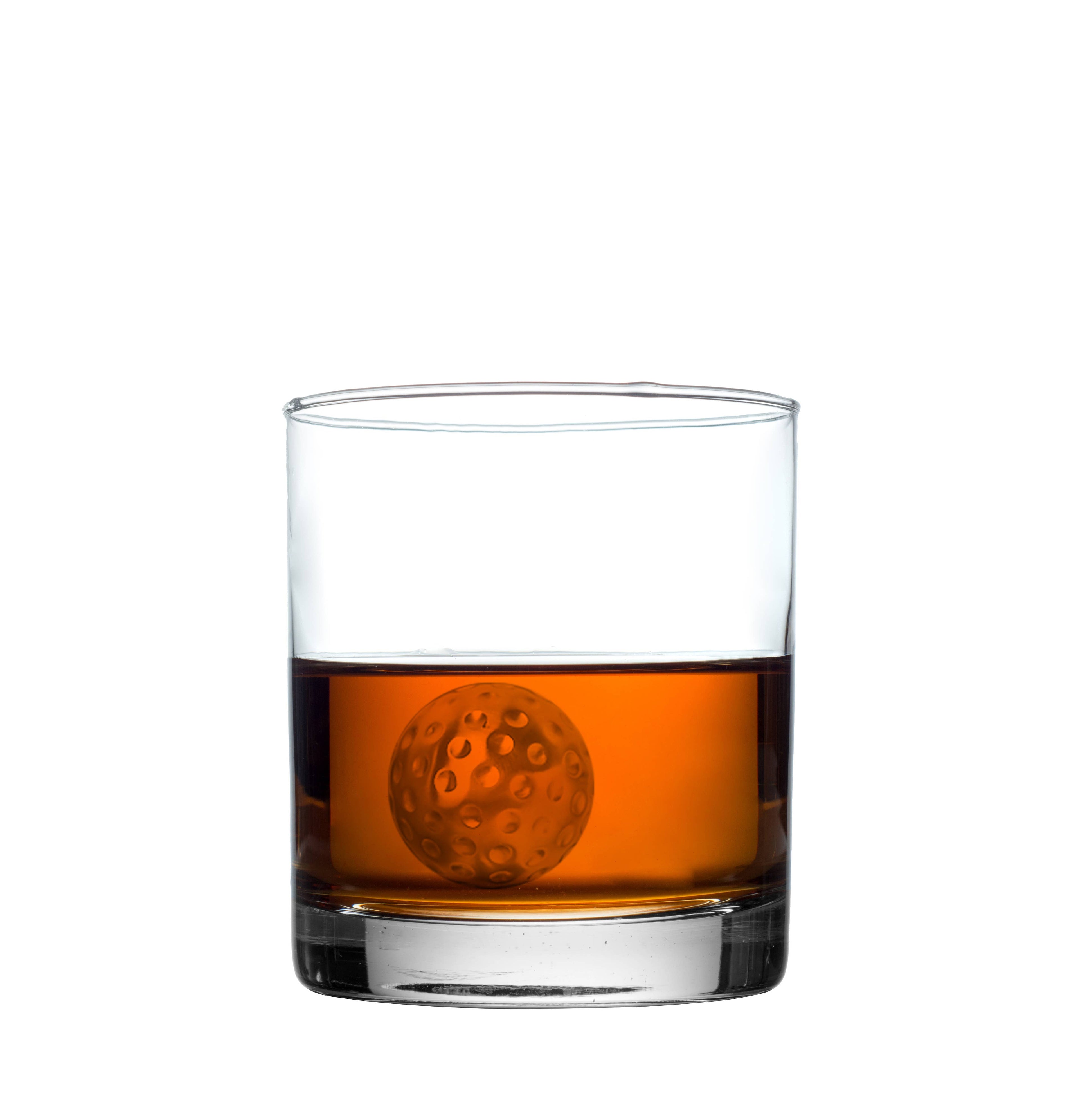 Outset 2 Golf Ball Whiskey Cubes with Tongs and Storage Bag