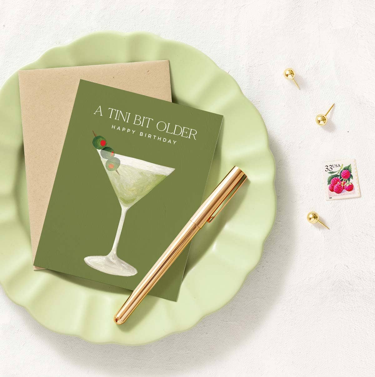 A Tini Bit Older Martini Birthday Greeting Card