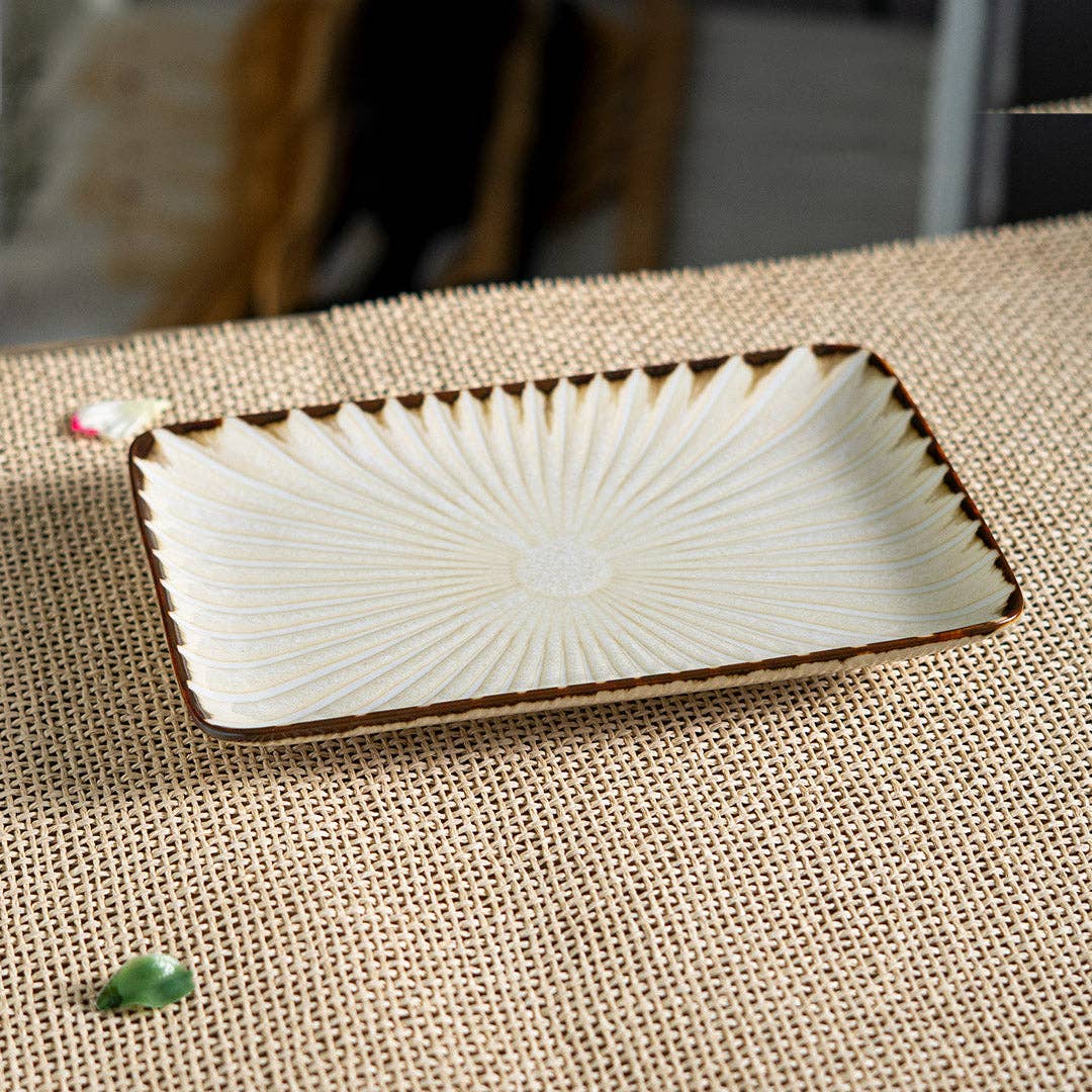 Hasui Tokusa White 8"L x 5.25"W Rectangular Plate JP (6/48)