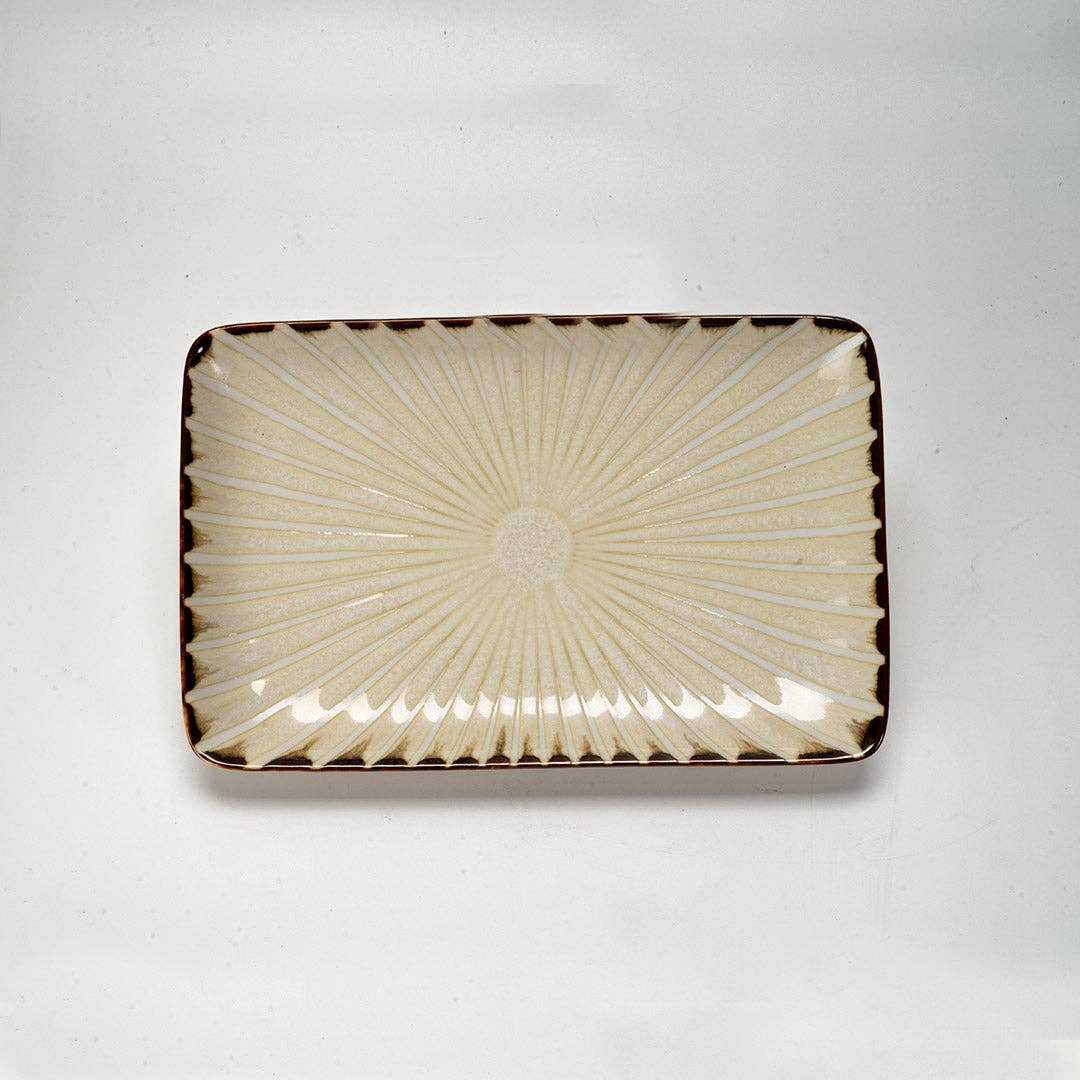 Hasui Tokusa White 8"L x 5.25"W Rectangular Plate JP (6/48)
