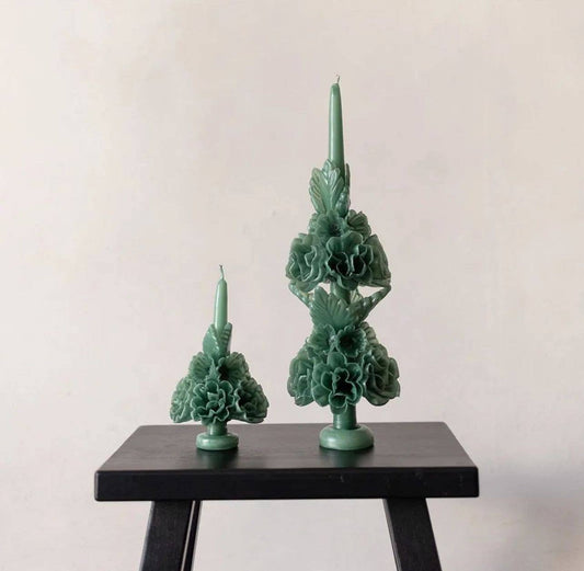 Handmade with Beeswax Floral Taper Candle Oaxaca art