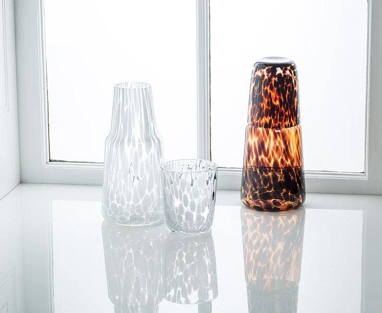 Fused Dots Bedside Carafe & Cup-8.5"H(24oz)