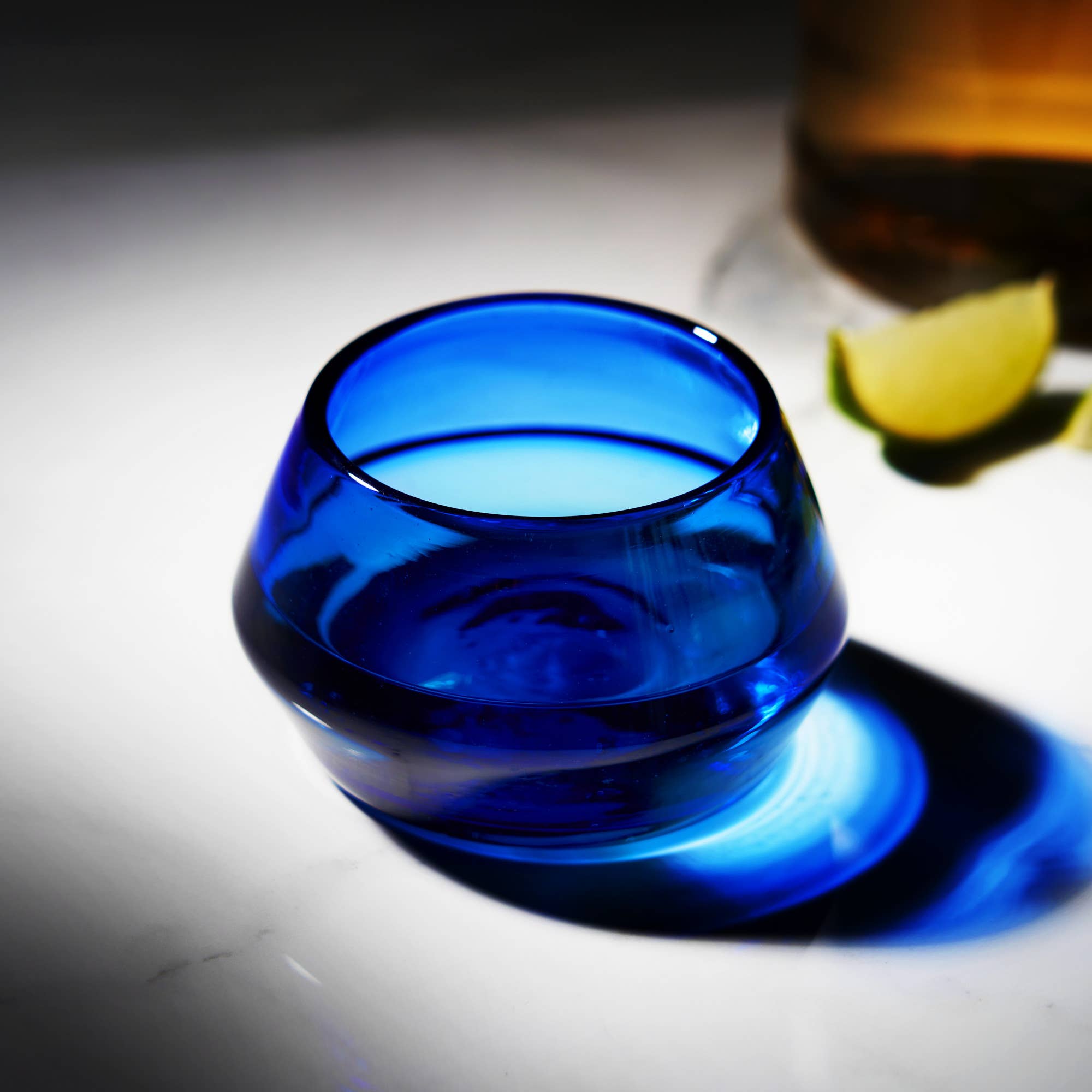 Cobalt Tequila Copita Handmade Recycled Glass