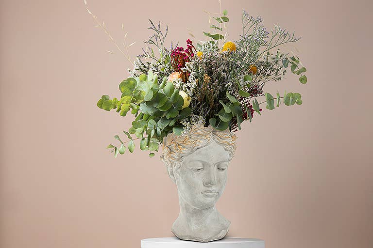 Gold Crown Woman Head Planter