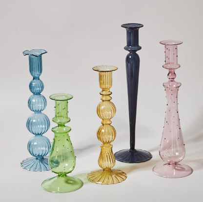 Artist Style Glass Candlestick Holder